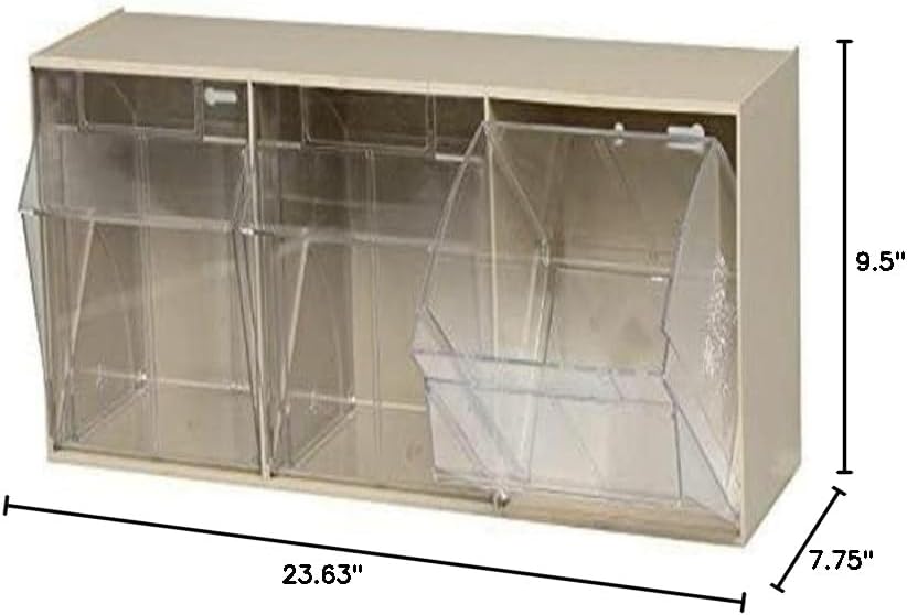 Quantum Storage Systems QTB302WT 2 Drawers Tip Out Cabinet Part Organizer White 14" H x 24" W x 12" D