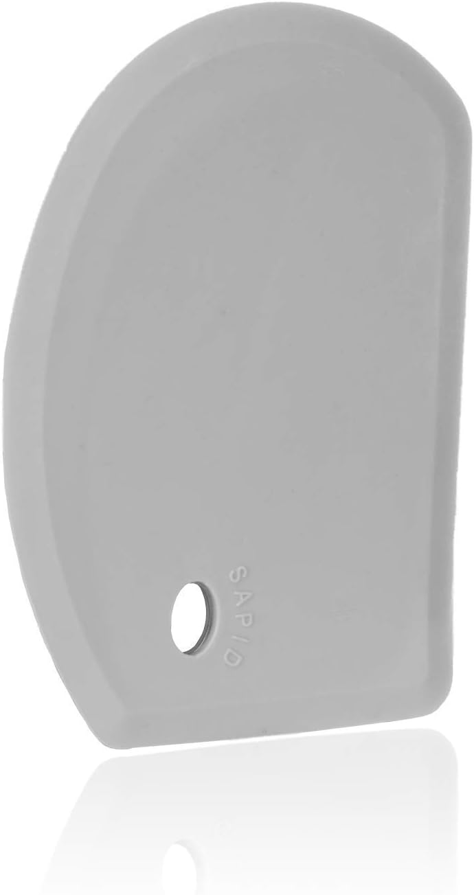 Silicone Dough Scraper with Stainless Steel Sheet, Curved Edge Flexible Bowl Scraper for Baking, Food Grade Silicone Bench Scraper for Sourdough Bread Proofing Basket, 5.98"×4.3", Dark Gray, SAPID