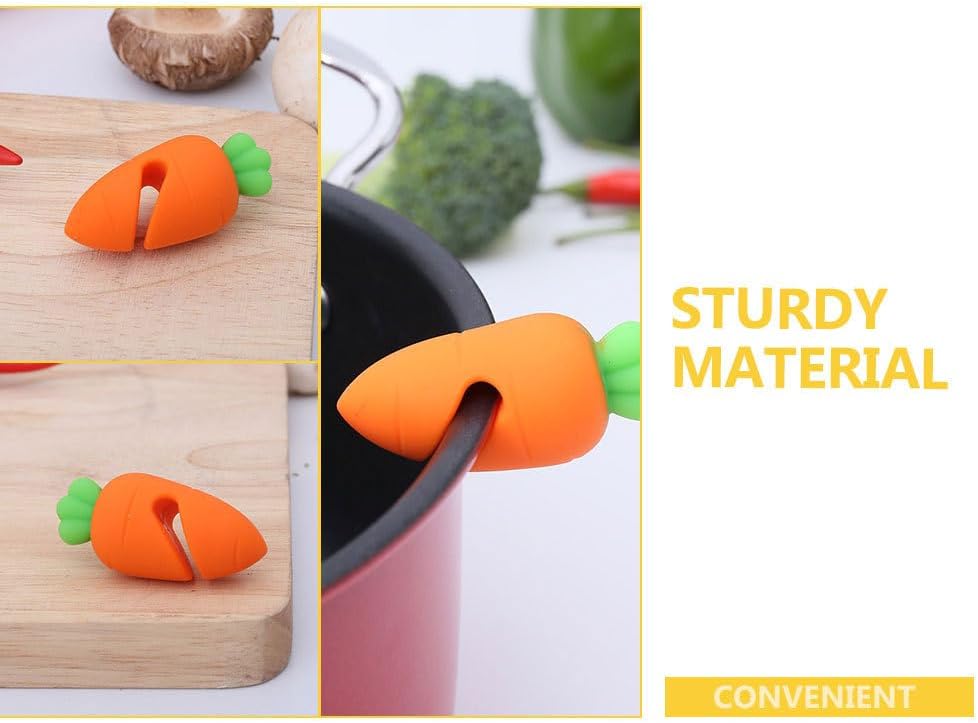 MERRYHAPY Carrot Pot Overflow Preventer 6 Pack Silicone Lid Lifters Boil Stoppers for Kitchen Slow Cooking Spill-Proof Pot Cover Holders 2.16 X 1.18 X 1.18 in