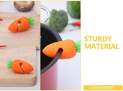 MERRYHAPY Carrot Pot Overflow Preventer 6 Pack Silicone Lid Lifters Boil Stoppers for Kitchen Slow Cooking Spill-Proof Pot Cover Holders 2.16 X 1.18 X 1.18 in