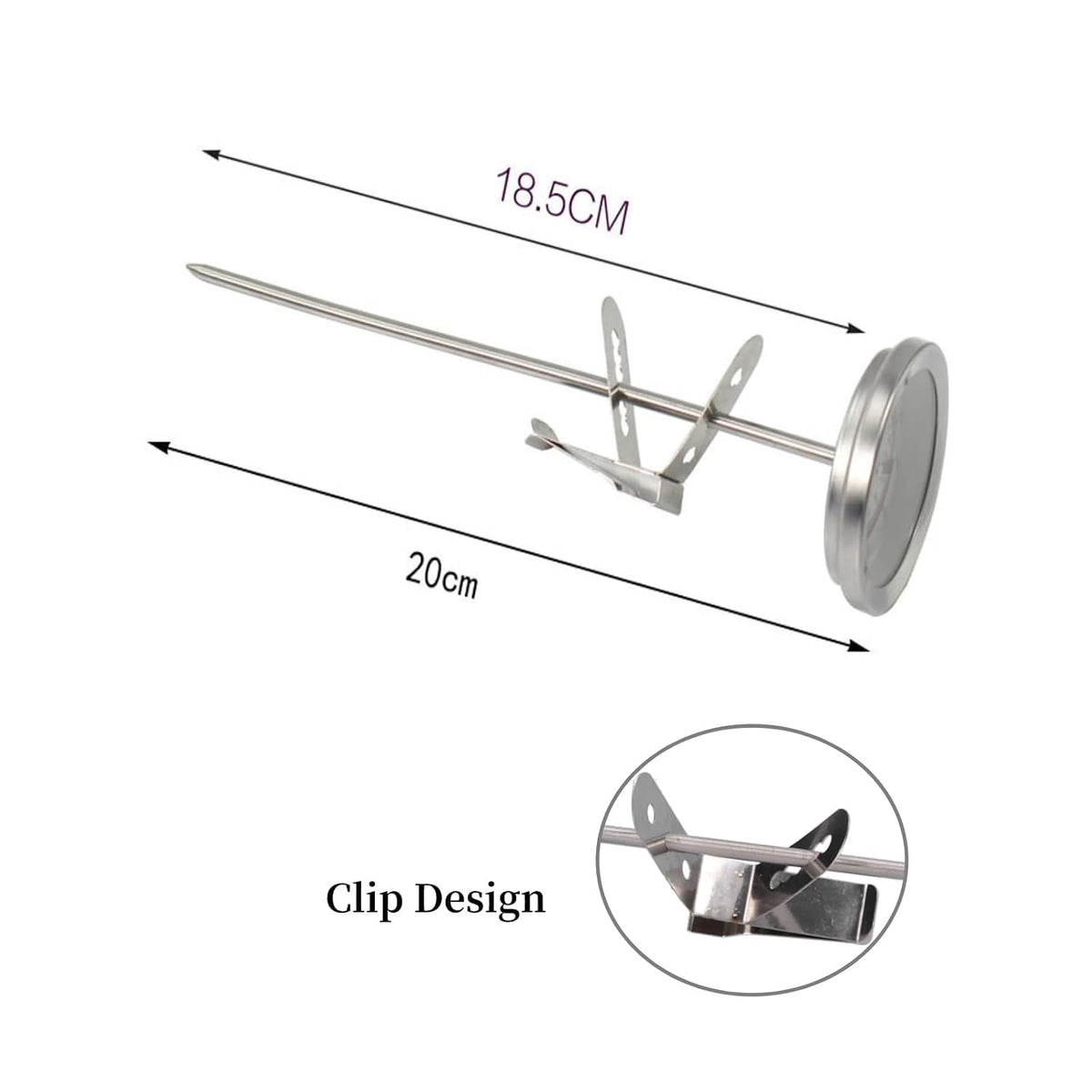 Deep Fry Thermometer with Long Probe, Stainless Steel