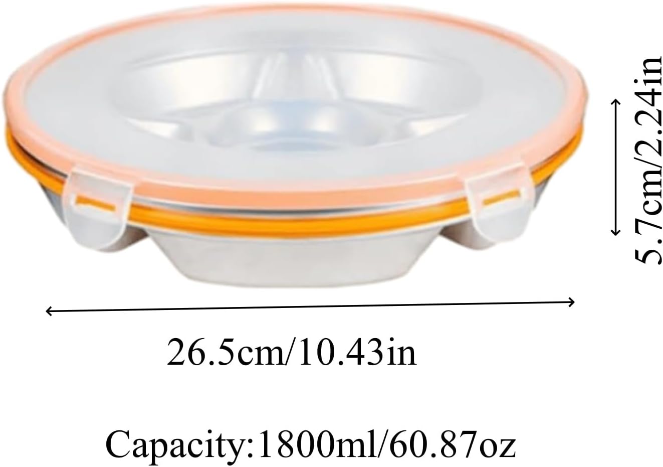 2 Packs Divided Serving Trays with Lid Stainless Steel 6 Compartment 10.43in 60.87OZ Snack & Veggie Tray with Plastic Lid Stainless Steel Snackle Box for Party, Easy to Clean