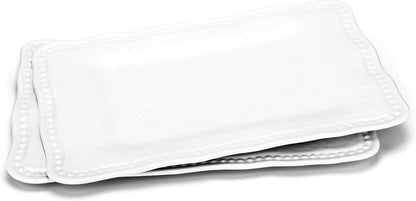 KOXIN-KARLU Melamine Trays, 17-inch Serving Trays and Platters, Set of 2 White