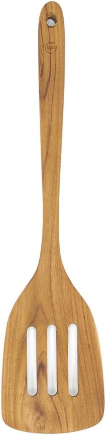 FAAY 13.5" Right-Hand Teak Spatula for Wok - Extra Wide 3.15" Head, Thin Edge Turner for Nonstick Pans, Coconut Oil Finish, Thai Handcrafted Wood