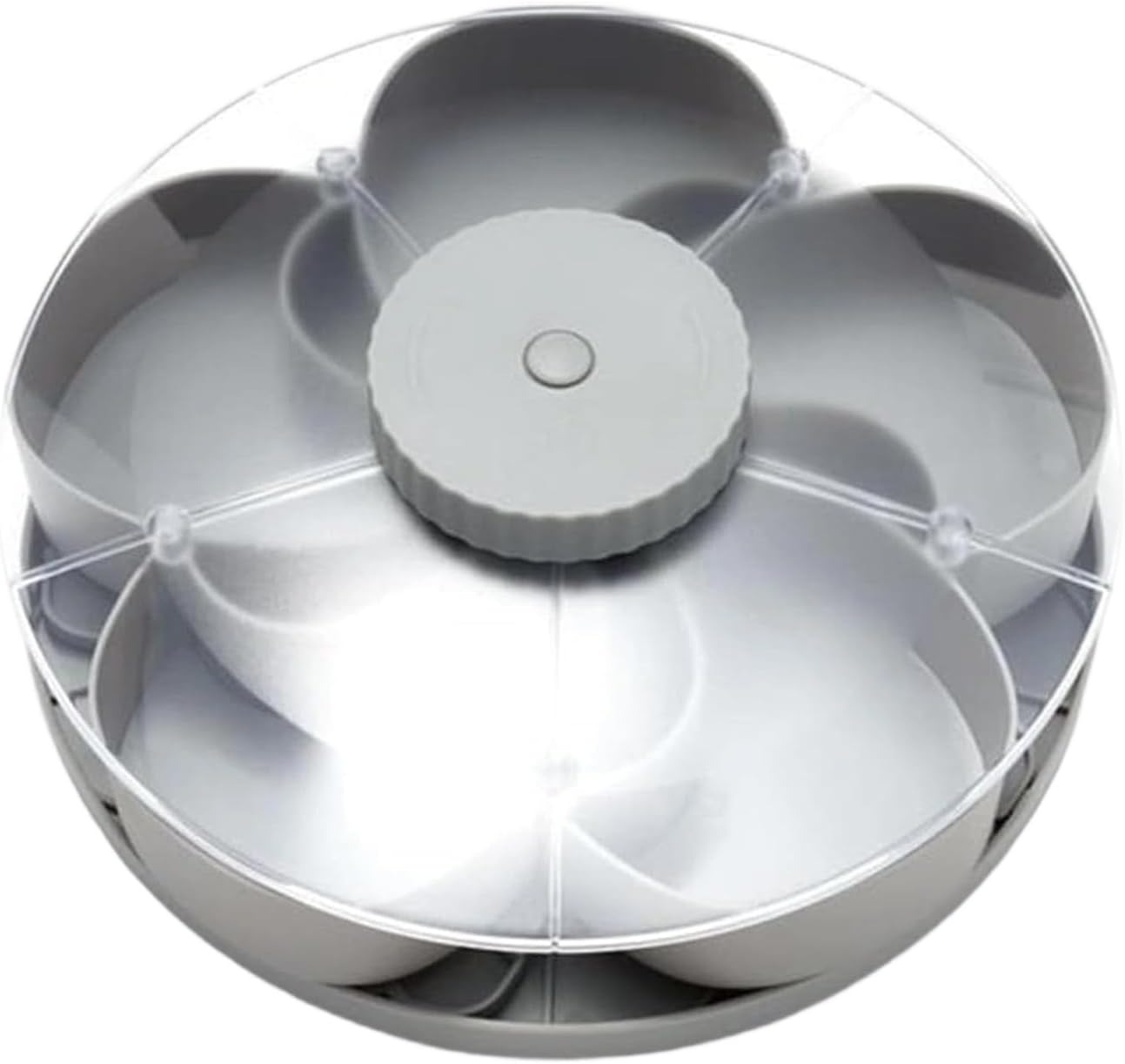 Divided Serving Tray Spins | 5-Compartment Spins Snackle Box Container | Rotating Snack Spinner Platters Serving Tray with Lid | Snack Organizer Appetizer Fruit Servings Trays for Party & Kitchen