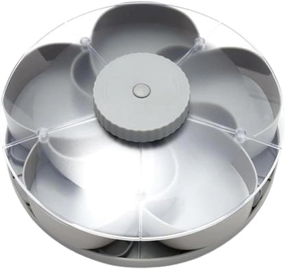 Divided Serving Tray Spins | 5-Compartment Spins Snackle Box Container | Rotating Snack Spinner Platters Serving Tray with Lid | Snack Organizer Appetizer Fruit Servings Trays for Party & Kitchen