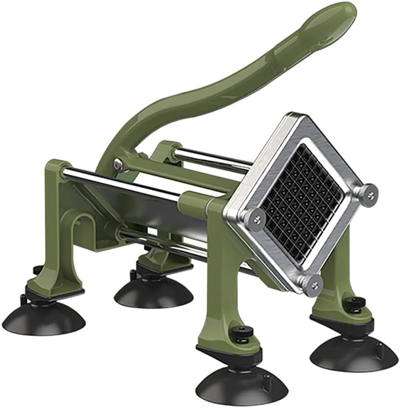 Commercial French Fry Cutter, Heavy Duty Potato Slicer with 3/8 and 1/4Inch Blade, Stainless Steel Potato ChopperFrench Fries Cutter with Suction Feet