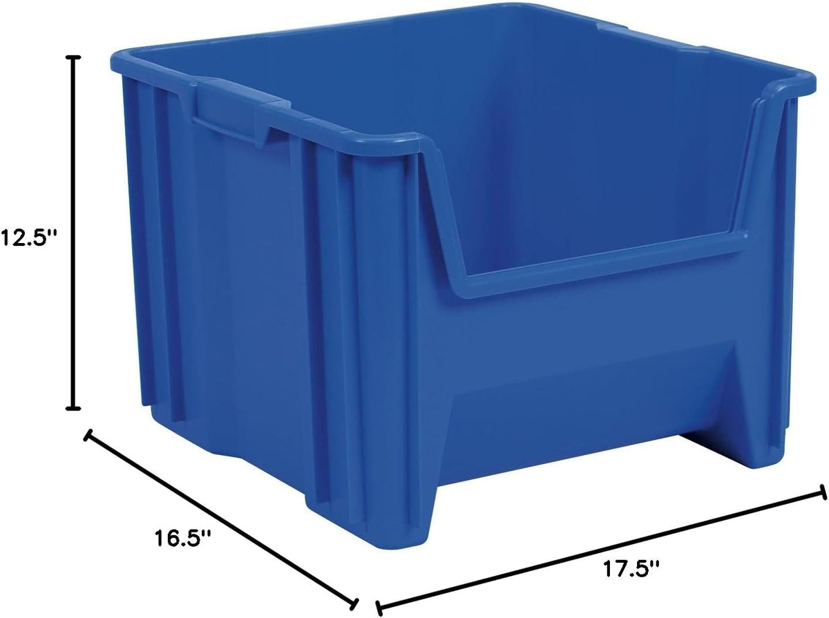 Akro-Mils 13018 Stak-N-Store Stackable Storage Bins, Heavy Duty Garage Storage Containers, Open Front Plastic Organizer for Tools, Shelves, Closet Organizer, 17-1/2" x 16-1/2" x 12-1/2", Clear, 2-Pack