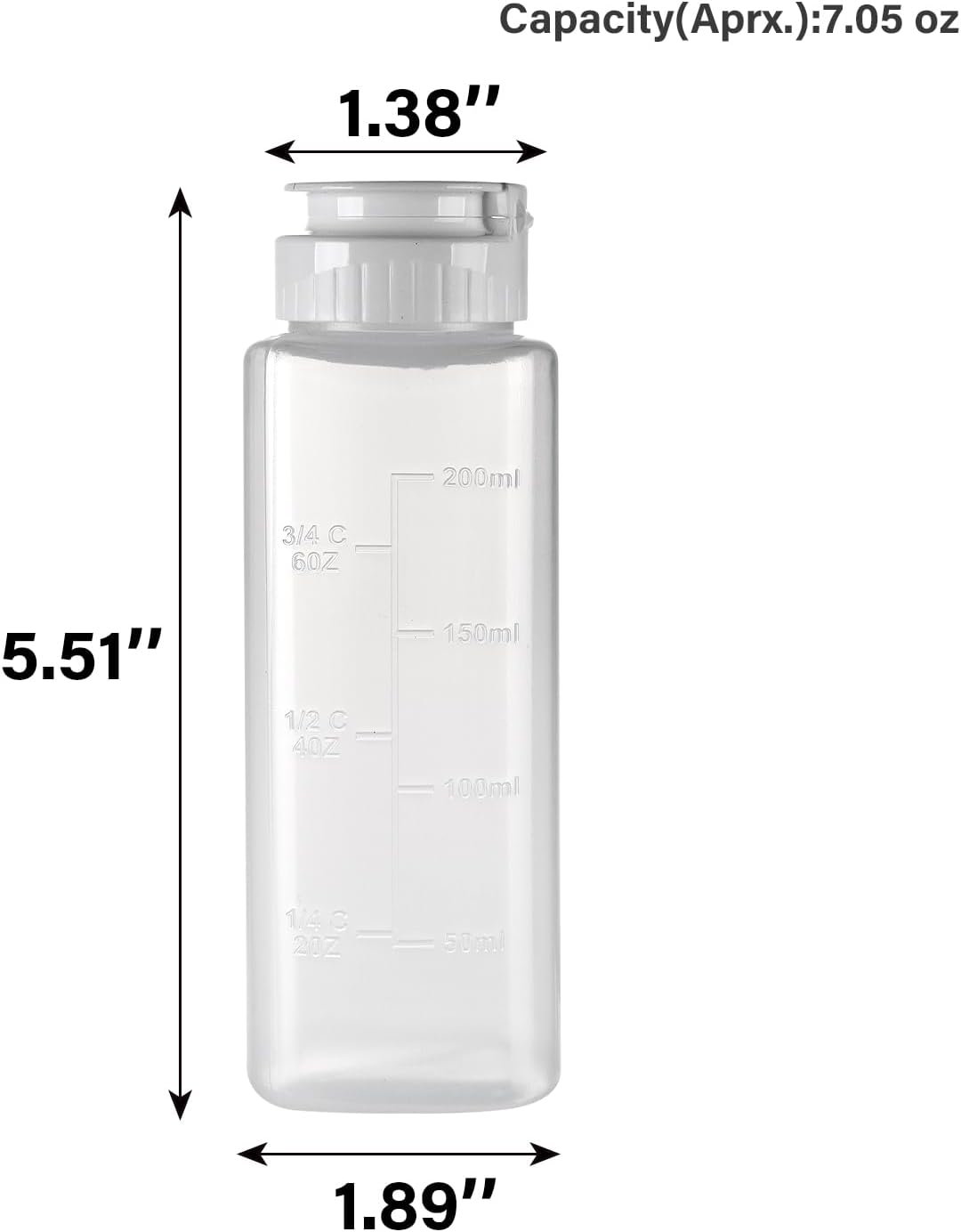 6 pack Inverted Squeeze Bottles for Hot Sauces Liquids Salad Dressing Honey Dispenser No Drip with Flip Top Silicone Valve