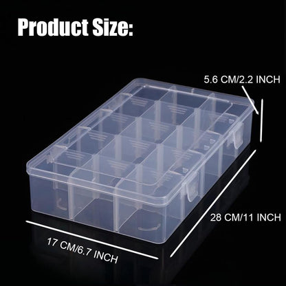 2 Pcs 8 Grids Clear Organizer Box Plastic Storage Container with Adjustable Dividers for Electronics Jewelry Beads Art DIY Crafts Fishing Small Parts