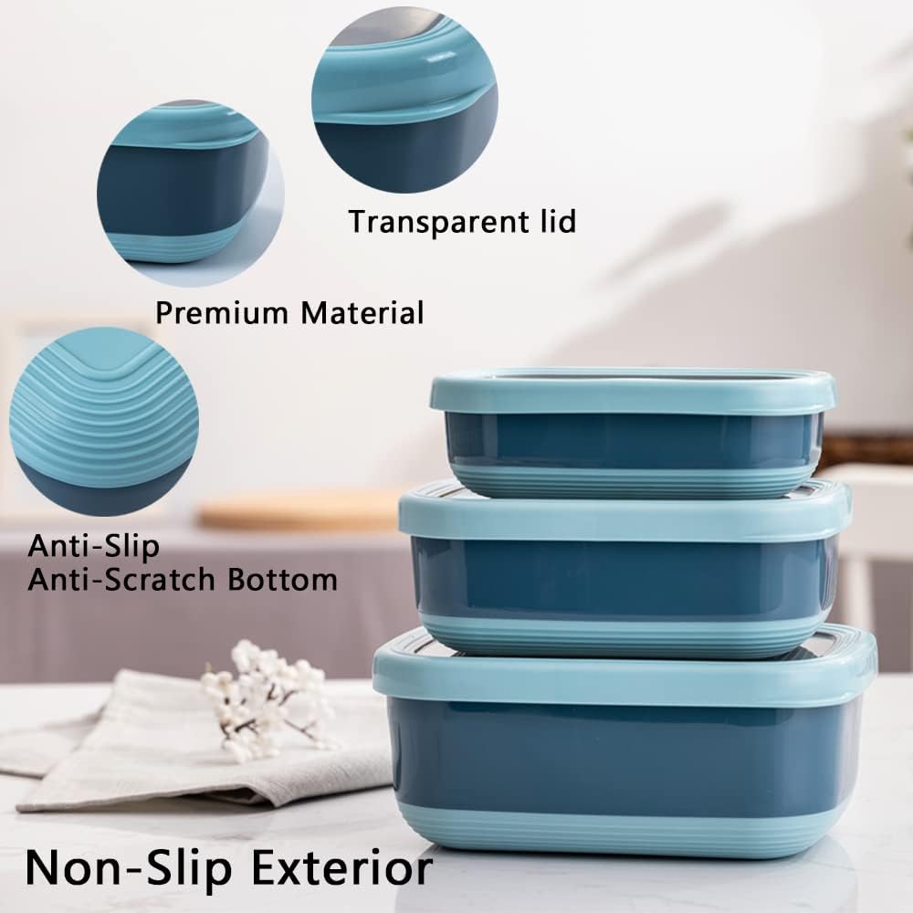 Lille Home Leak Proof Stainless Steel Lunch Snack Containers Set - Ideal for Educational Settings and Daycare - Nesting Trio with Silicone Lids - 47oz+30oz+16oz - Pink