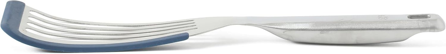 Calphalon Slotted Turner, Kitchen Flipping Spatula, Slotted Spatula, Stainless Steel Turner with Silicone Heat Resistance Handle, Nonstick-Safe Spatula for Draining and Flipping (Navy)