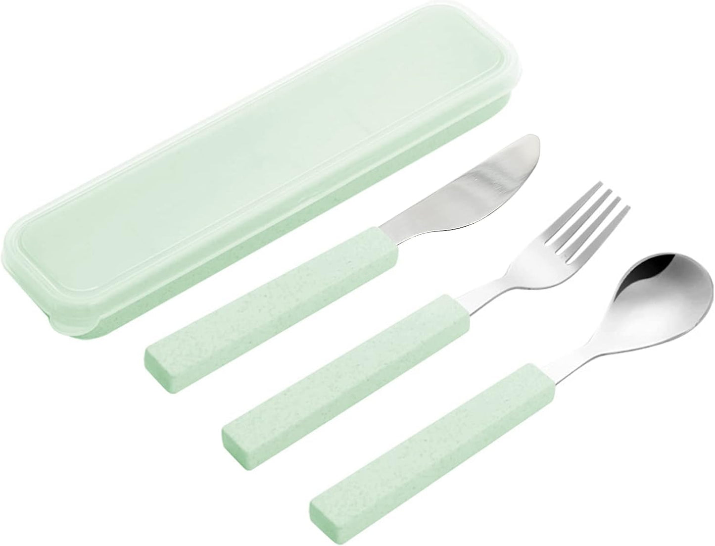 VANRA 3-Piece Children Utensils Set 18/10 Stainless Steel Child Flatware Set Silverware Knife Spoon Fork Set with Travel Case for Kids Lunch Box