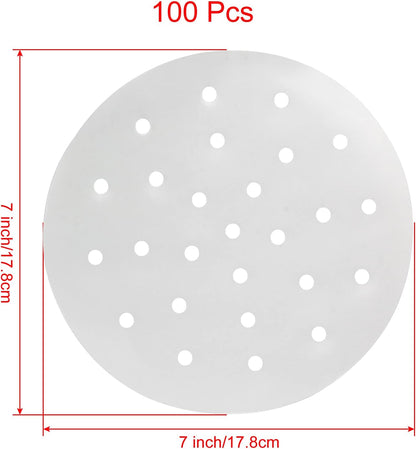 Dumpling Paper Bamboo Steamer Liners, 7 Inch, 100 Pcs
