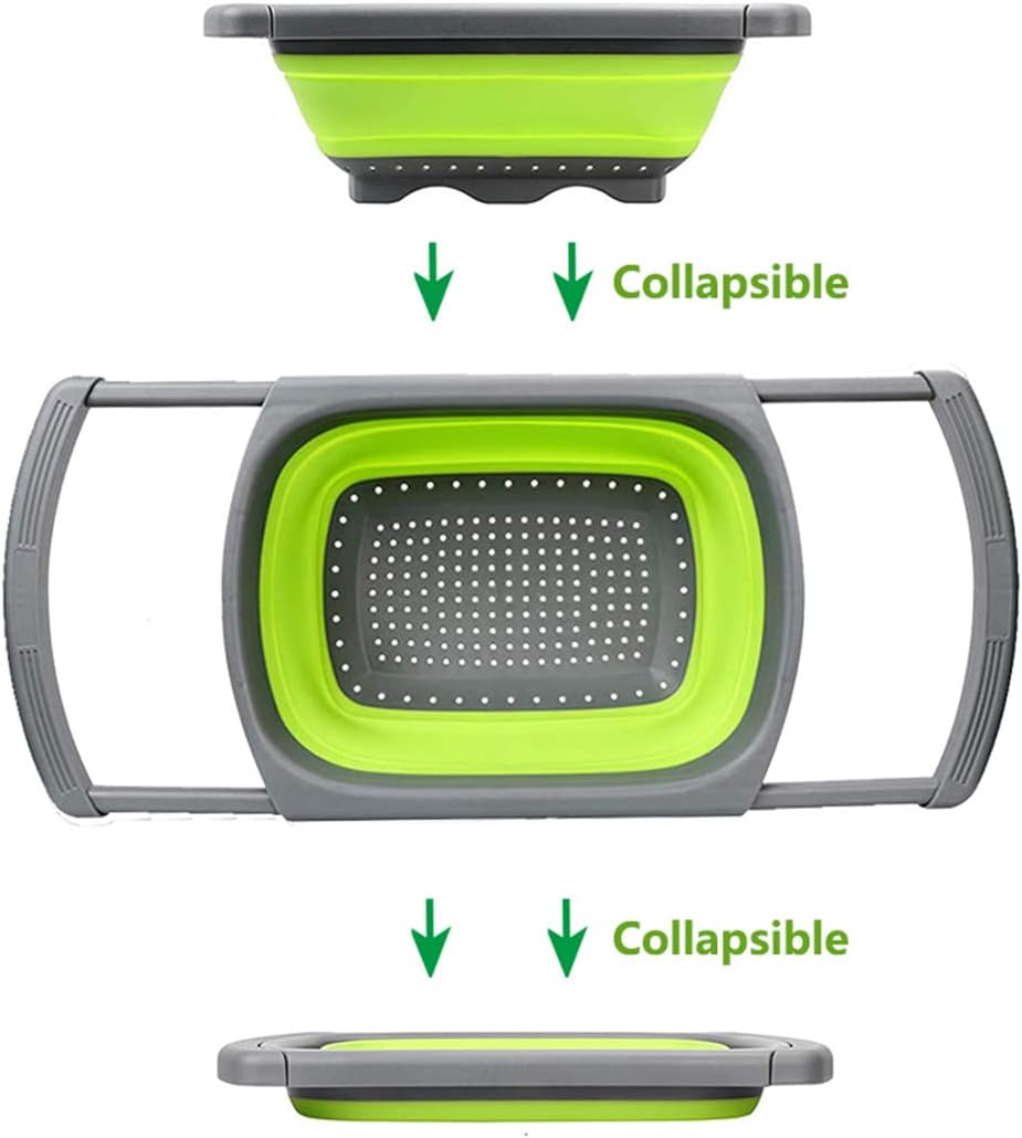New Version 11Pack Silicone Kitchen Strainer Collapsible Colander with Foldable Silicone Measuring Spoon Measuring Cup Kitchen Good Tools (Blue) 9.6 * 1.1