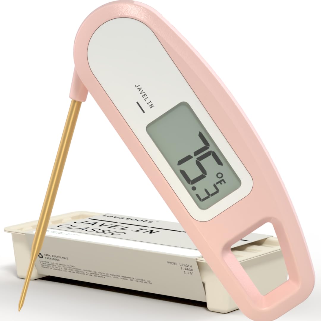 Lavatools Javelin® Ultra-Fast 3-Second Digital Instant Read Meat Thermometer for Grill and Cooking, 2.75" Probe, Compact Foldable Design, Large Display, IP65 Water Resistant, NSF Certified – Sesame