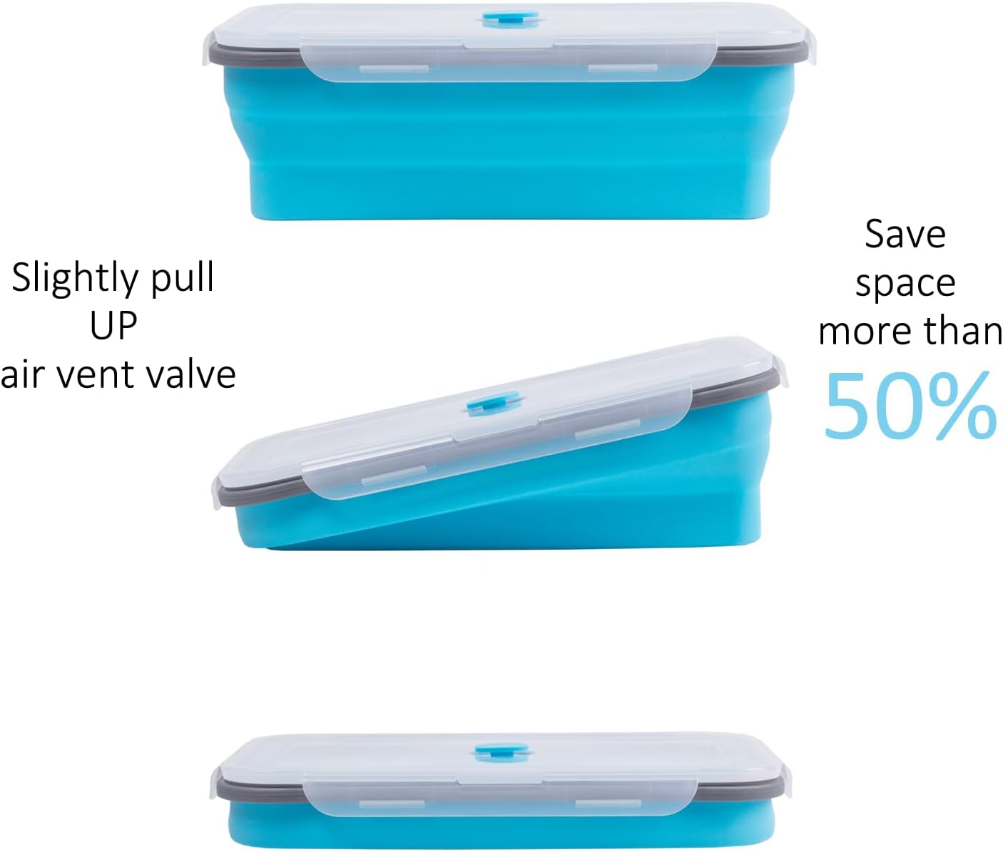 Collapsible Food Storage Containers with Lids, 4 Pack, 40 oz Silicone 1-Compartment Meal Prep Containers Reusable, Lunch Bento Boxes for Adults, Microwave Freezer Dishwasher Safe, BPA-Free, Black