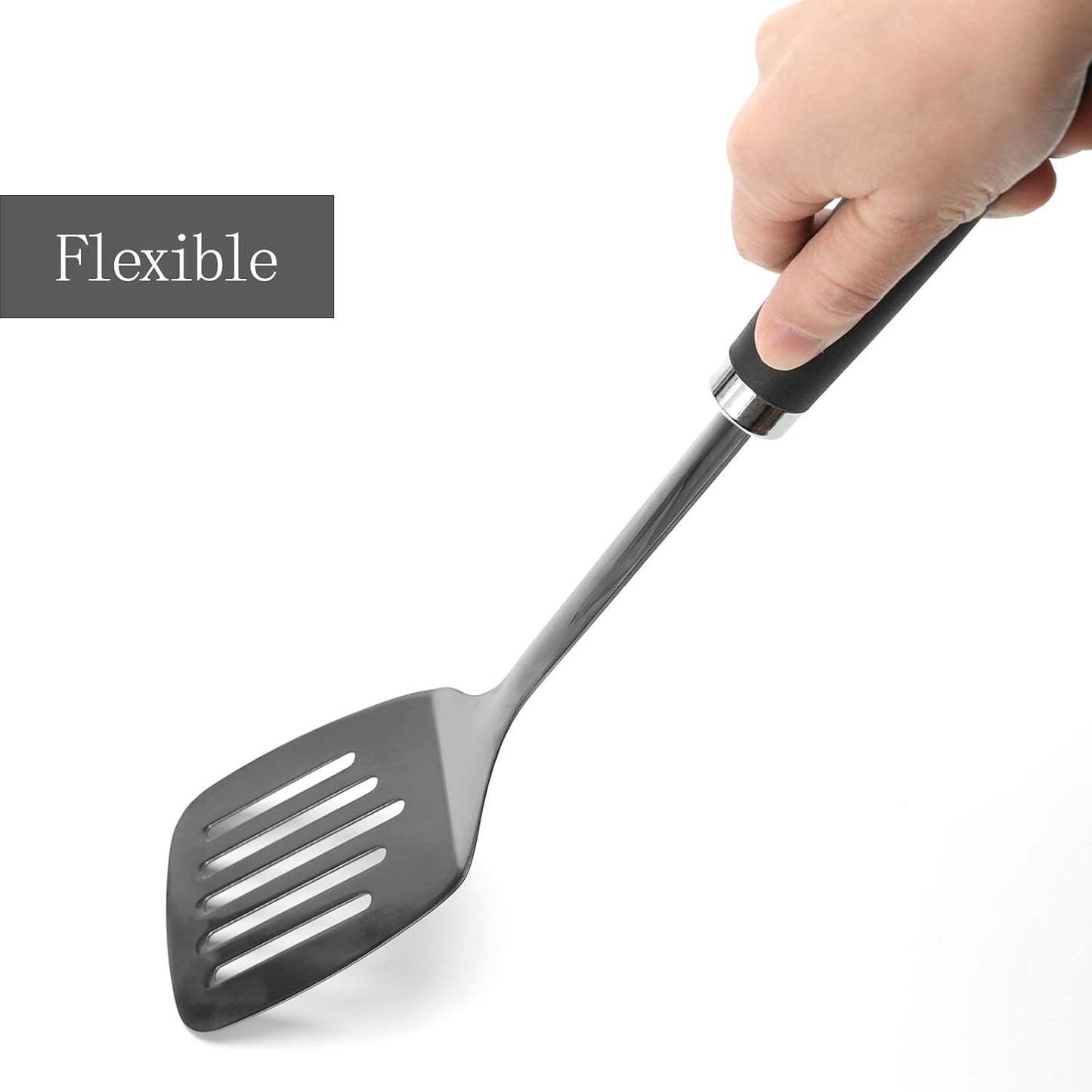 Stainless Steel Slotted Turner Spatula, Metal Spatula for Cast Iron & Stainless Steel Pans, Thin Edge Kitchen Turner for Eggs, Pancakes, Burgers, Dishwasher Safe