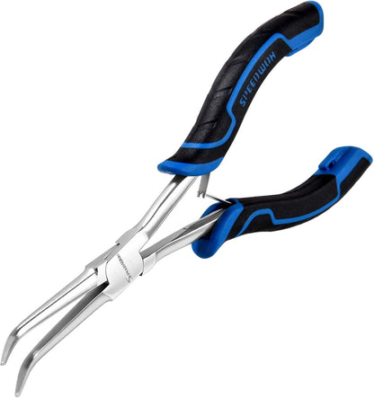 SPEEDWOX Long Reach Bent Needle Nose Pliers With Smooth Jaw Angled Needle Nose Pliers For Jewelry Making Fish Bone Pliers Tweezers Bent Chain Nose Pliers For Wire Bending And Small Object Gripping