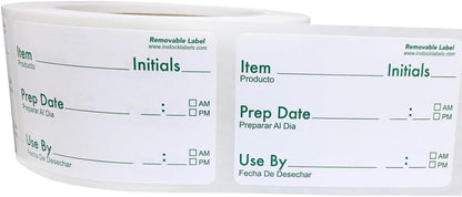 Removable Shelf Life Labels for Food Rotation Use by Food Preparation 2 x 3 Inch 500 Adhesive Stickers