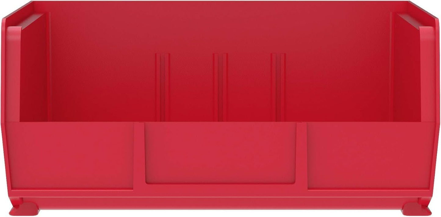 Akro-Mils 30235 AkroBins Plastic Storage Bins, Space-Saving Stackable Bins for Garage, Pantry, Craft Organization, 11" x 11" x 5", Clear, 6-Pack