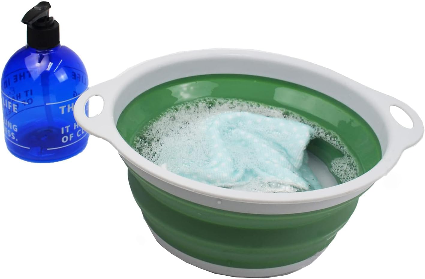 SAMMART 2.6L (0.68 gallons) Collapsible TPE/PP Colander & Bowl Set. Foldable Washing Basin - Portable Dish Washing Tub - Space Saving Colander