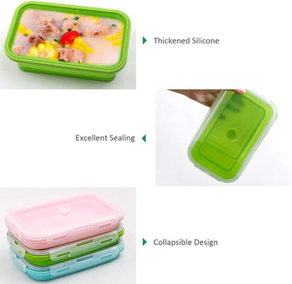 Alimat PluS 40.5oz Silicone Collapsible Food Storage Containers with Lids, 3 Pack Set 1200ml Folding Large Meal Prep Lunch Containers, Microwave, Freezer and Dishwasher Safe
