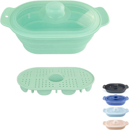 40oz Silicone Microwave Steamer For Cooking Food, Vegetable Steamer, Grey