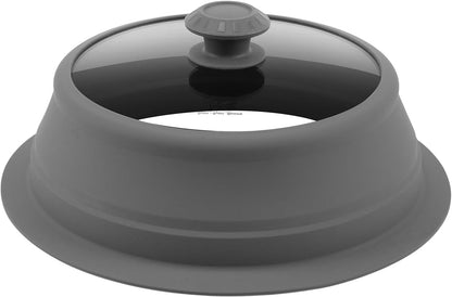 Collapsible Microwave Splatter Lid with Vented Tempered Glass Cover Wok Lid for Microwave Safe, Stockpot Steamer Pot Pan Round Bowl 6" 7" 8" 9" 10" 11" 12" Universal Multifunction Silicone Cover