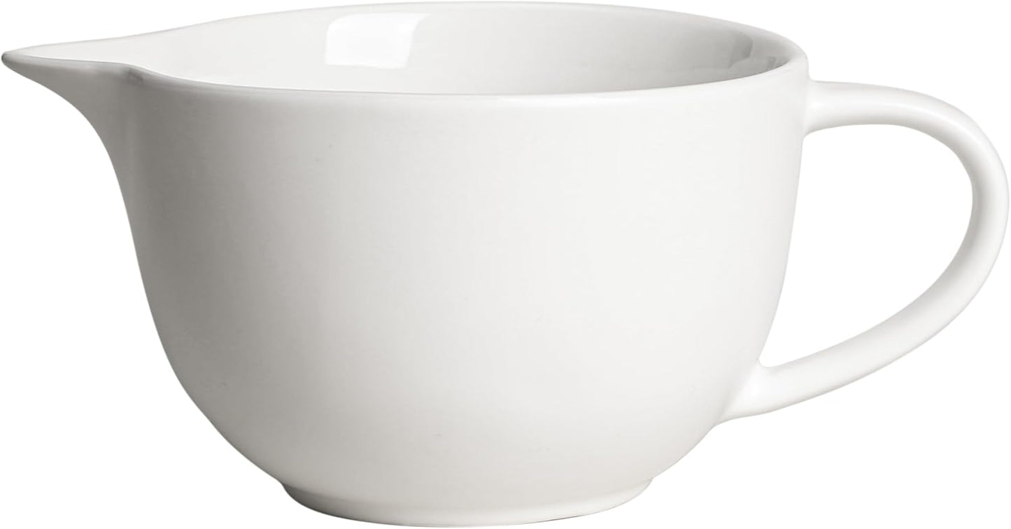 Gaolinci Simple Solid Color Kitchen Ceramic Mixing Bowl, 1 Quart Large Bowl, with Pouring Spout and Handle