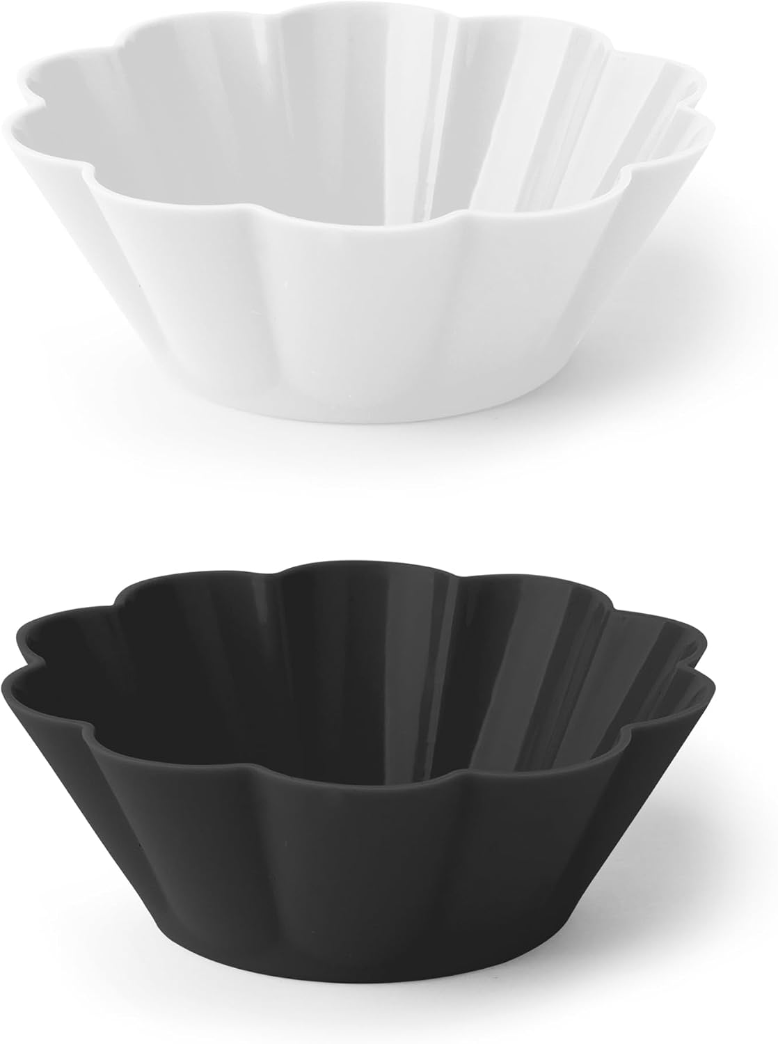 Fox Run Scalloped Black and White Silicone Cupcake and Muffin Liners, Set of 12, Standard Size Wrappers