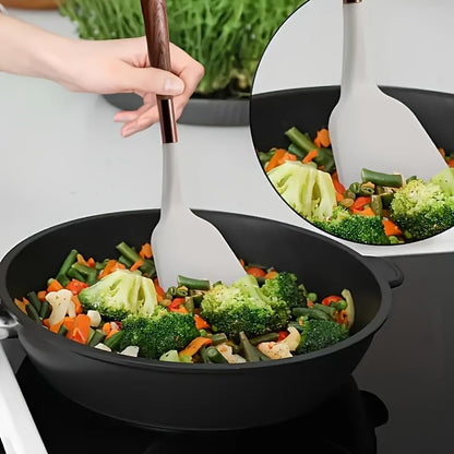 11-Piece Silicone Kitchen Utensil Set with Wooden Handle & Holder – Heat-Resistant, Non-Scratch Cooking Tools for Non-Stick Cookware