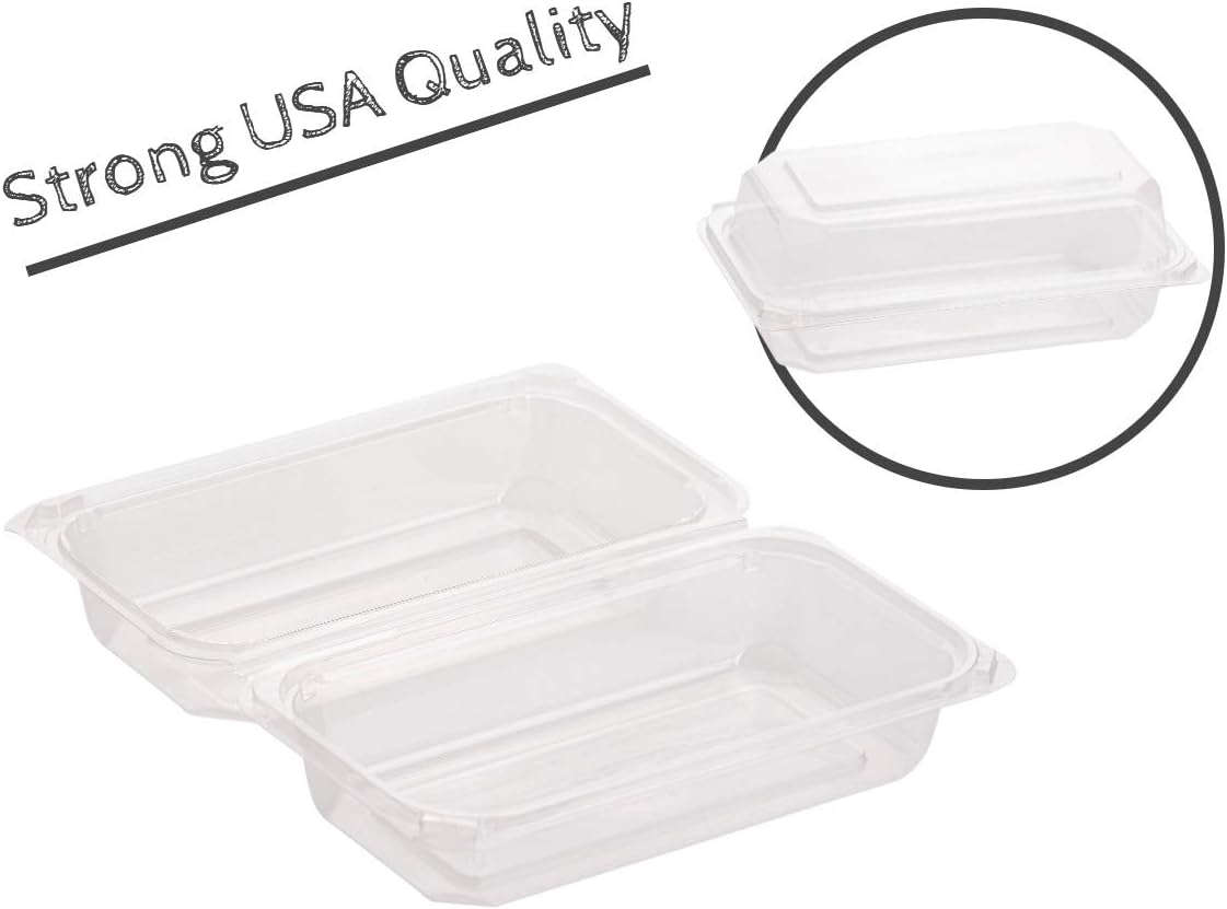 Smygoods Plastic Clamshell Food Containers, (Pack of 50-8x8x3 3/8) 3-Compartment, to go Containers, Hinged Food Container