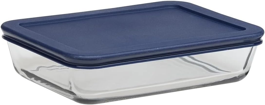 Glass Food Storage Containers with Lids, 3 Cup Rectangular, Set of 2
