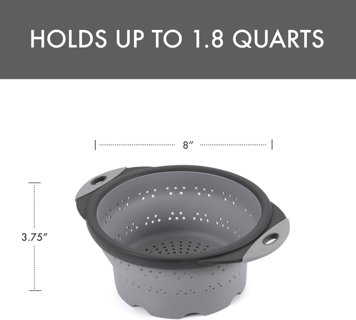 Dexas 10" Collapsible Silicone Colander in Cream, Kitchen Strainer with Handles, 15.1 Cup Capacity | BPA-Free, Heat-Resistant, Space-Saving Kitchen Tool