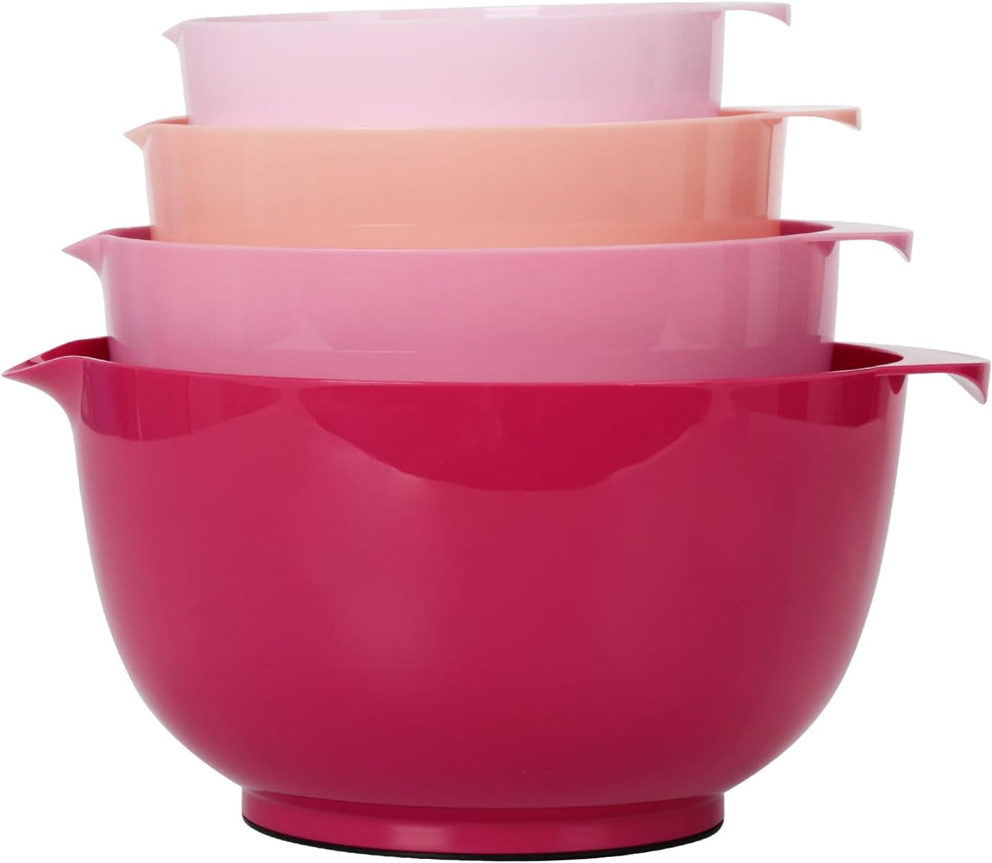 BoxedHome Nesting Plastic Mixing Bowl Set With Pour Spout, Microwave and Dishwasher Safe, BPA free Non-Slip Base, Set of 4 Size 1.7, 2.5, 3.5 and 4.5qt, Great for Prepping, Baking, Cooking (Dark Blue)