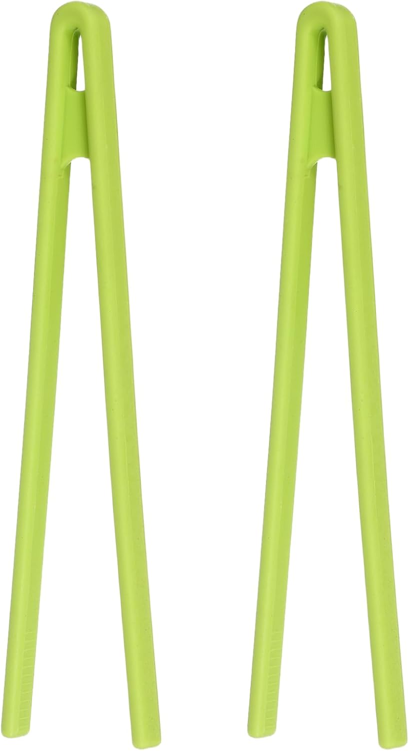 uxcell 8.7" Silicone Toast Tongs, 2Pcs Kitchen Tong Heat Resistant Kitchen Utensil for Cooking Toaster Salad Food BBQ Pan Bacon Fried Steak, Light Green