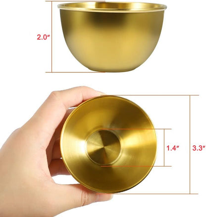 10 Pack 3.3inch Stainless Steel Sauce Dishes Mini Individual Saucers Bowl Round Seasoning Dishes Sushi Dipping Bowl Appetizer Plates, Sliver