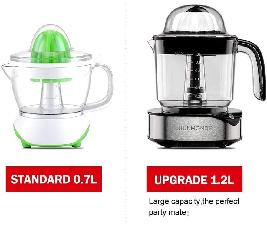 Luukmonde Electric Citrus Juicer 1.2L Large Volume, Orange Juicer with Powerful Motor and LED Working Lamp, Electric Lemon Squeezer for Orange Lemon Lime Grapefruit, Black