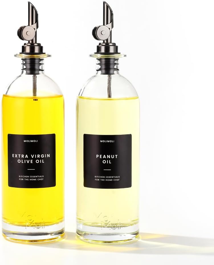 Molimoli - Premium Olive Oil Dispenser Bottles for Kitchen with Pourer - Oil and Vinegar Dispenser Set, Glass Dispenser for Kitchen, Dispenser Bottle of 350ml