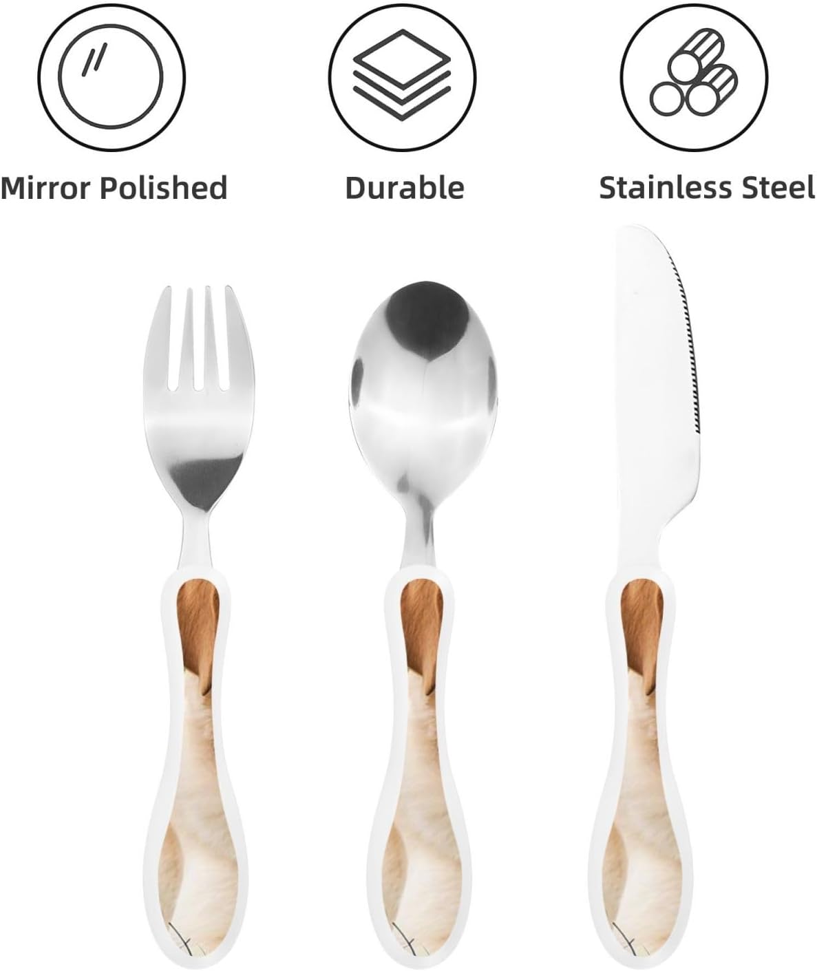 3-Piece Kids Silverware Set With Storage Case, Stainless Steel Reusable Children Safe Knife Spoon Fork Set Cute Puppy Children Flatware Set For Kids Lunch Box