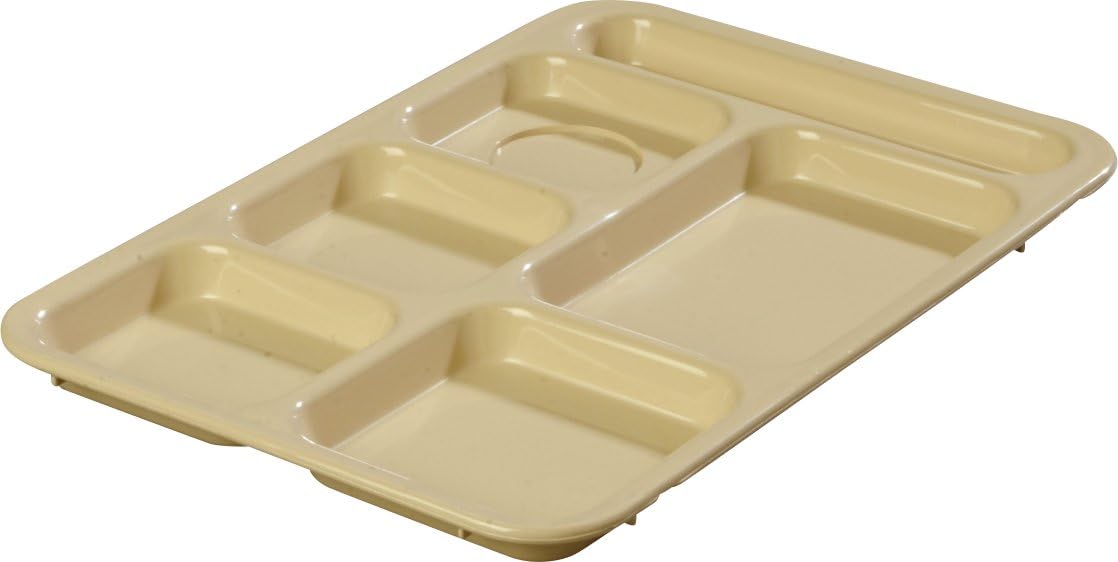 Carlisle FoodService Products P614R09 Right-Hand 6-Compartment Polypropylene Tray, 10" x 14", Green