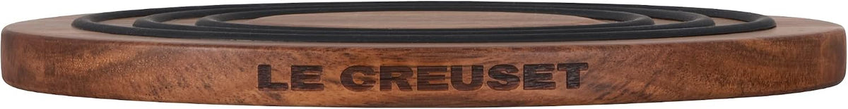 Le Creuset Magnetic Wooden Trivet, Acacia Wood with Black Silicone Rings