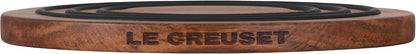 Le Creuset Magnetic Wooden Trivet, Acacia Wood with Black Silicone Rings