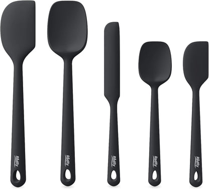 Redfly Silicone Spatula Set, 5 Piece Food Grade Silicone Cooking Utensils Set, Rubber Spatula Heat Resistant Nonstick for Baking, Cooking, Kitchen Utensils Dishwasher Safe Multicolor