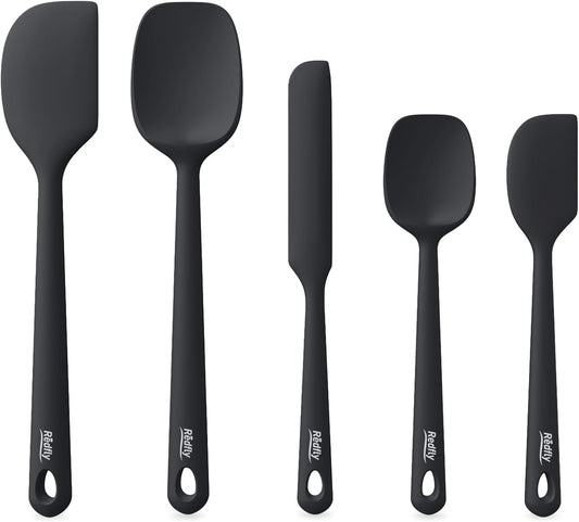 Redfly Silicone Spatula Set, 5 Piece Food Grade Silicone Cooking Utensils Set, Rubber Spatula Heat Resistant Nonstick for Baking, Cooking, Kitchen Utensils Dishwasher Safe Multicolor