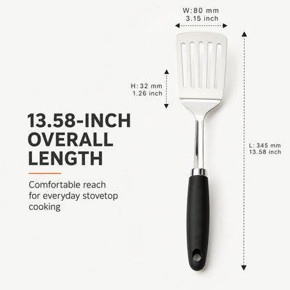Stainless Steel Slotted Turner Spatula, Metal Spatula for Cast Iron & Stainless Steel Pans, Thin Edge Kitchen Turner for Eggs, Pancakes, Burgers, Dishwasher Safe