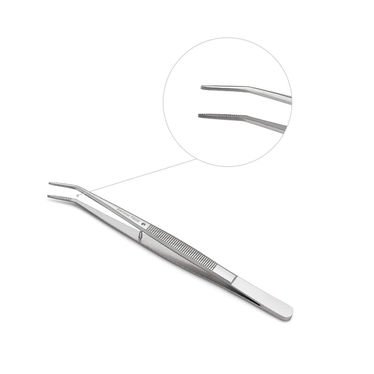 Stainless Steel Tweezers, with Curved Serrated Tip Multipurpose Sewing Machine Tweezers Forceps for Craft Repairing (2 Pcs set)