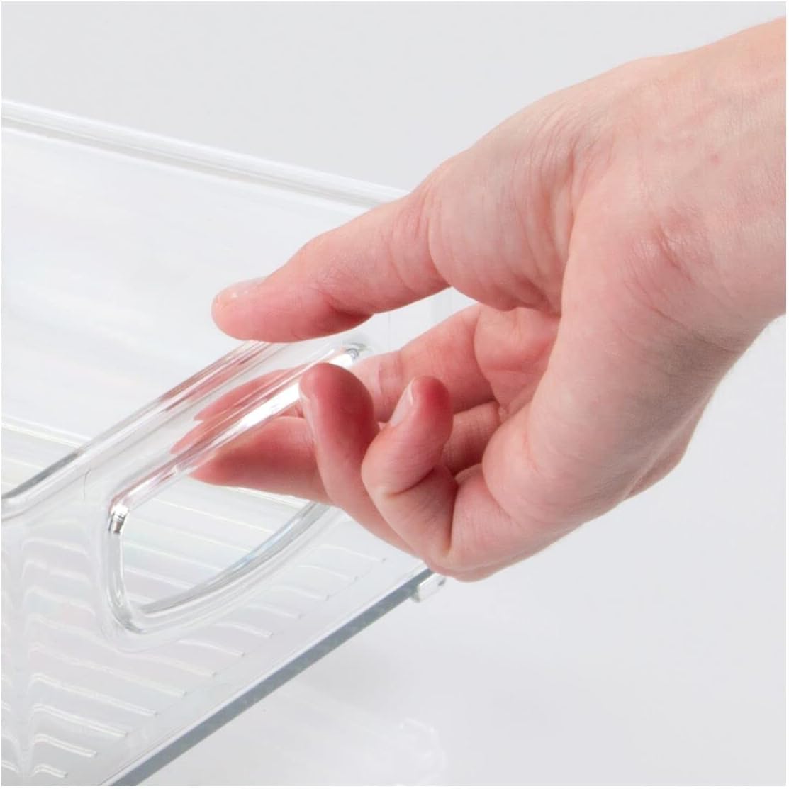 mDesign Plastic Kitchen Organizer - Storage Holder Bin with Handles for Pantry, Cupboard, Cabinet, Fridge/Freezer, Shelves, and Counter - Holds Canned Food, Snacks - 2 Pack - Clear