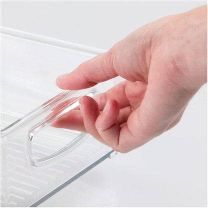 mDesign Plastic Kitchen Organizer - Storage Holder Bin with Handles for Pantry, Cupboard, Cabinet, Fridge/Freezer, Shelves, and Counter - Holds Canned Food, Snacks - 2 Pack - Clear